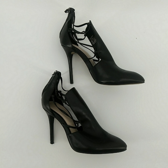 Zara Woman Genuine Leather Strappy Heeled Black Booties 35 - Picture 3 of 13